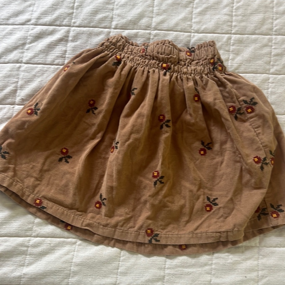 Zara Corduroy Floral Skirt